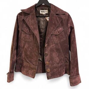 Y2K Best Belli Women's Faux Suede Brown Fitted Jacket